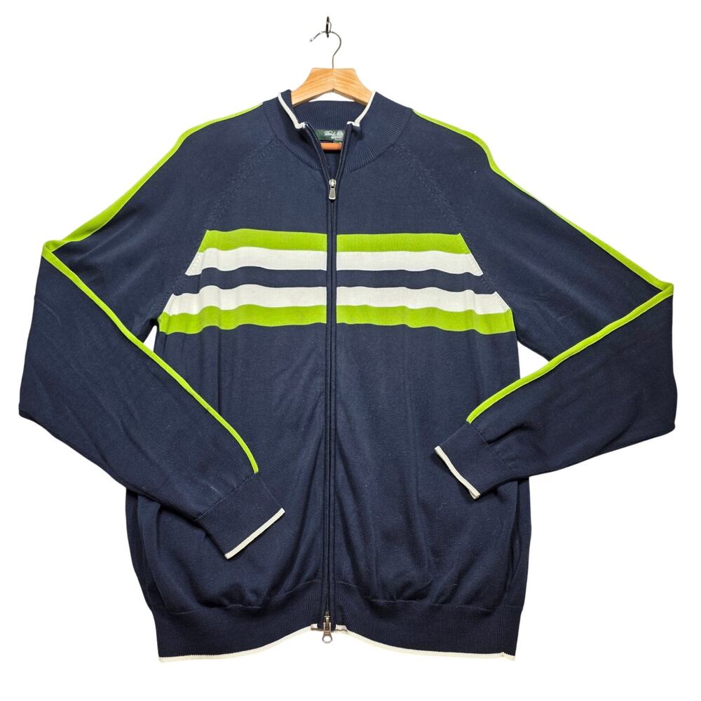 Brooks Brothers ProSport Striped Men's Full Zip Sweater